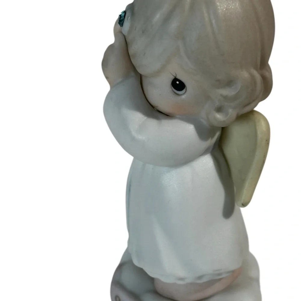 Precious Moments March Angel Figurine - White and Cream